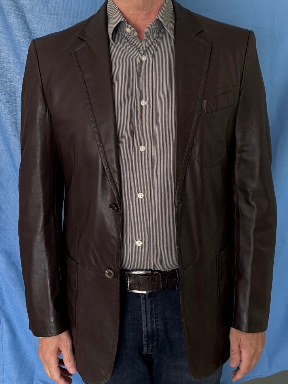 Men's Ferragamo Leather Jacket (Brown) 52